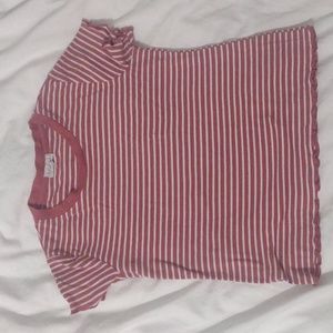 Red and white short sleeve basic tee